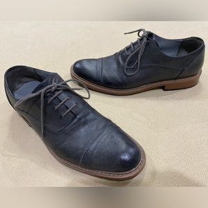 Charcoal Perry Ellis Portfolio Derby Brogue Cap-toe almost-black Dress Shoes GUC